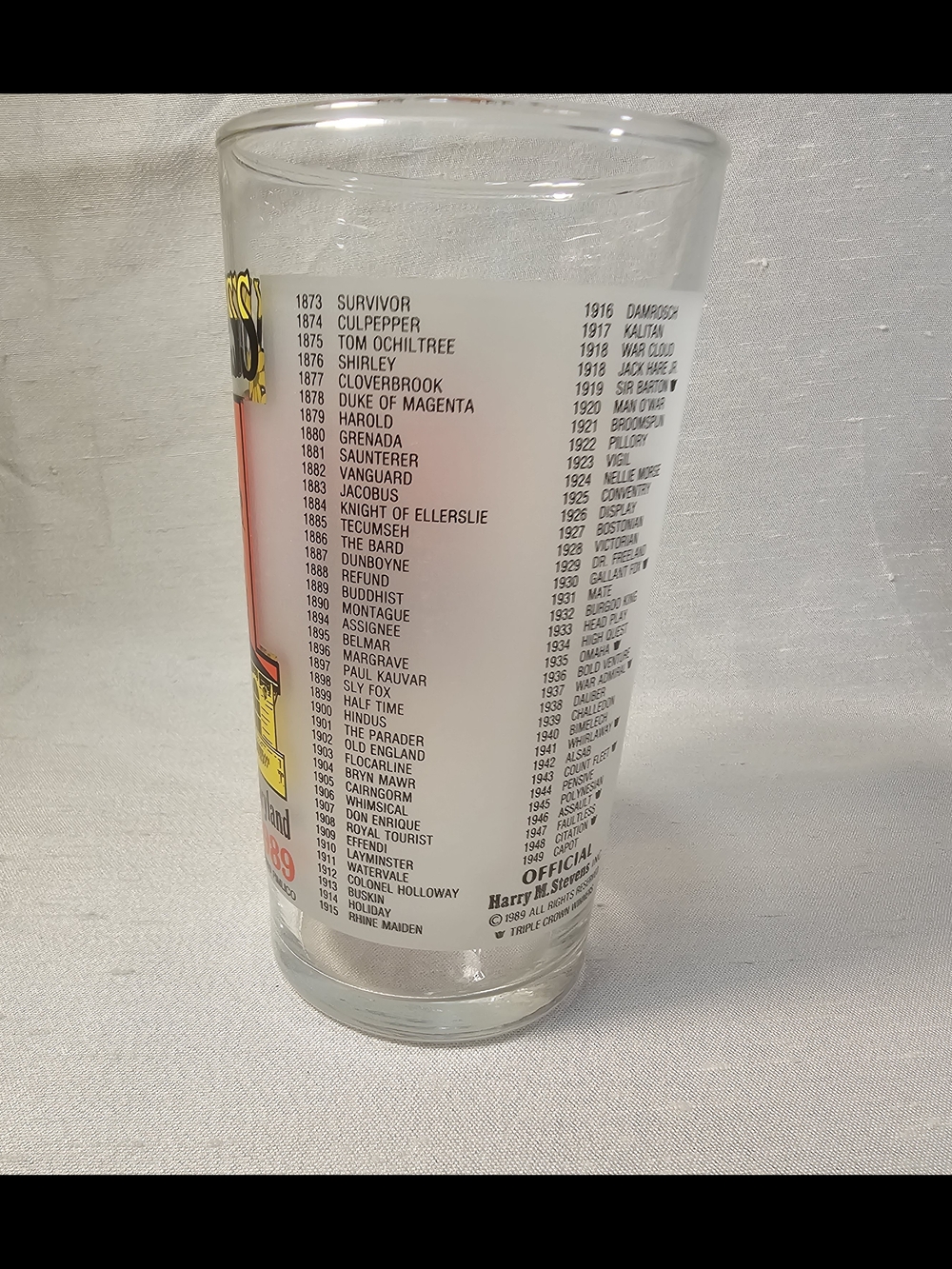 114th Preakness Commemorative Racing Glass - Red, Yellow, Brown Design - Picture 7 of 10